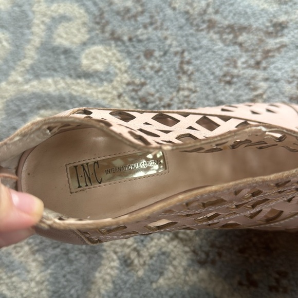 INC International Concepts Leather Rammee Open Toe Booties Sandals Pink 10 - Picture 9 of 9